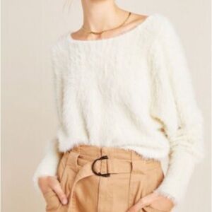 By Anthropologie Ember eyelash pullover cream off white jumper sweater